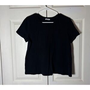 Standard James Perse Womens Black Cotton Short Sleeve Crew Neck T-Shirt
